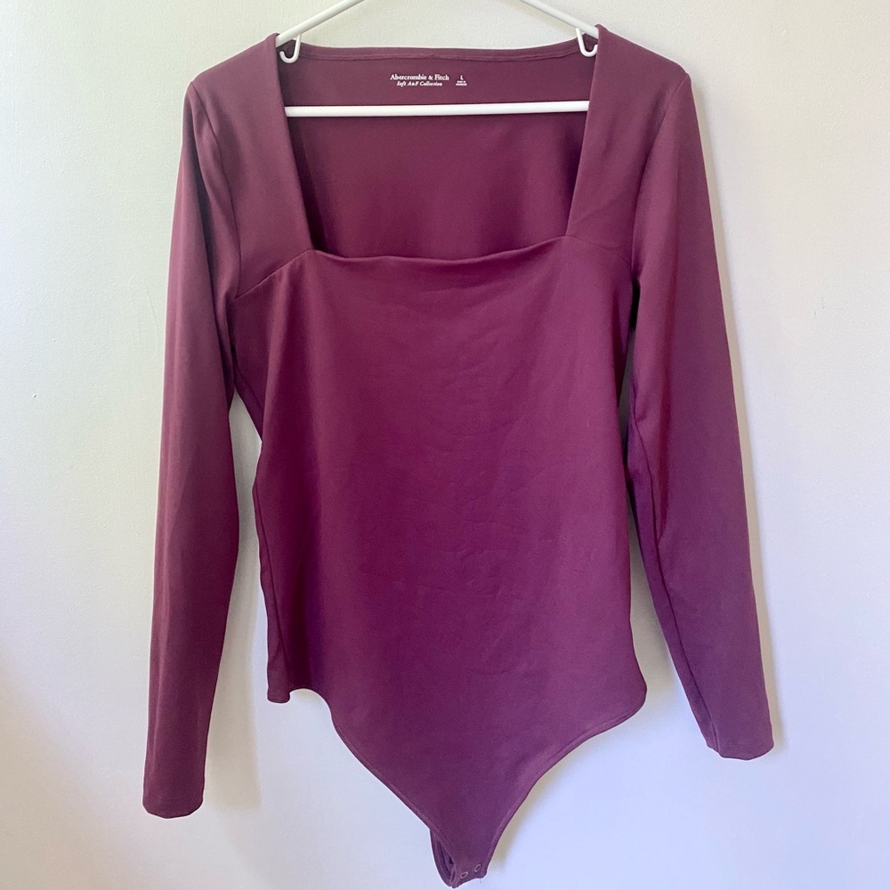 Abercrombie & Fitch Women’s Long-Sleeve Square Neck Bodysuit - Plum